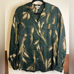 VTG Abercrombie and Fitch Women’s Sz 12 Green Rayon Button Down Shirt